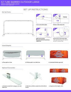 EZ Tube Barrier outdoor setup instructions with diagrams and optional connections for effective display at events and conventions.