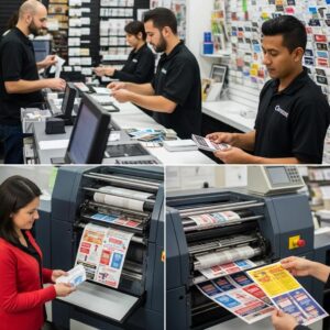 Busy printing shop in Las Vegas producing same day business cards and flyers