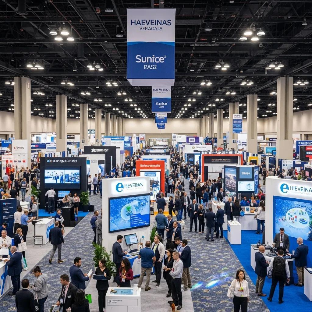 Las Vegas convention center filled with colorful banners and engaged attendees